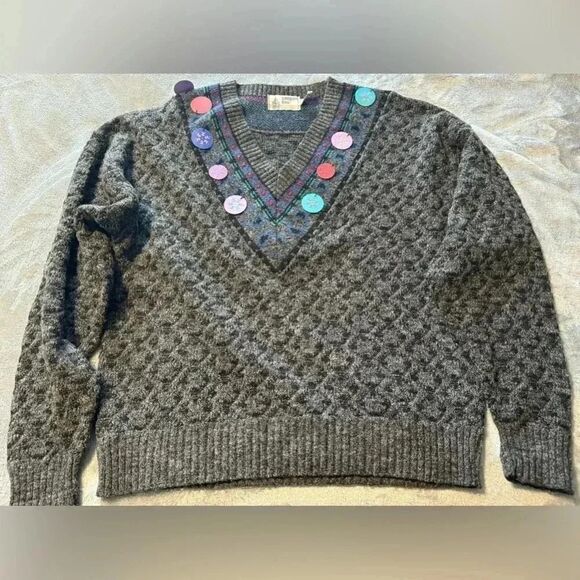 Vintage London Fog Holiday Sweater | Size XL | Gray - Picture 1 of 6